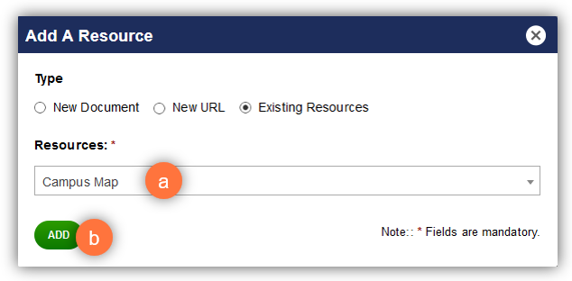 Add a Resource Existing Resource Version