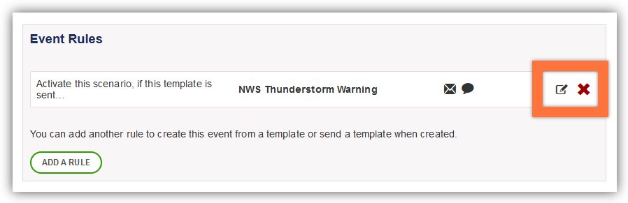 Edit or Delete Existing Event Rule